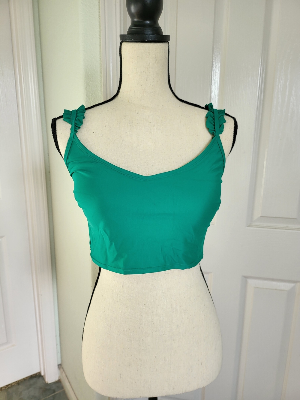 aerie Green Ruffle Strap Bikini Top